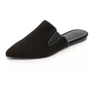 $440 JENNI KAYNE MULE FLAT SLIDE SHOES POINTY SUEDEB LACK GORES 38 (MG1)